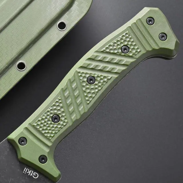 Alt view image 5 of 7 - GTK32 Fixed Blade Knife DC53 Steel Blade Full Tang Nylon Fiberglass Handle Heavy Duty Knifes for Field Hunting Camping Adventure(Green)