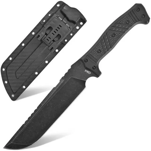 Main image of GTK32 Fixed Blade Knife DC53 Steel Blade Full Tang Nylon Fiberglass Handle Heavy Duty Knifes for Field Hunting Camping Bushcraft(Black)