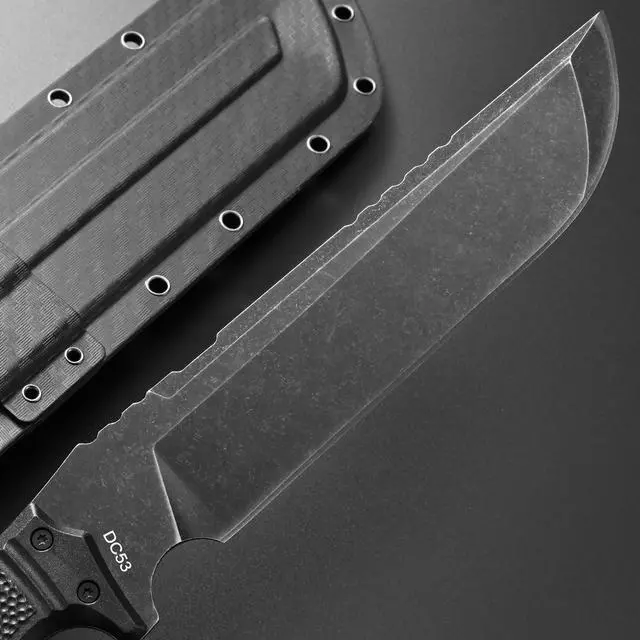 Alt view image 4 of 7 - GTK32 Fixed Blade Knife DC53 Steel Blade Full Tang Nylon Fiberglass Handle Heavy Duty Knifes for Field Hunting Camping Bushcraft(Black)