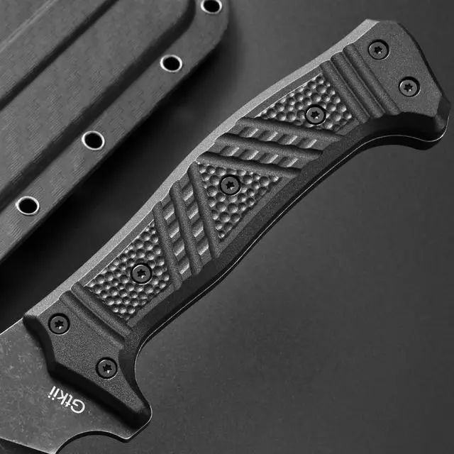 Alt view image 5 of 7 - GTK32 Fixed Blade Knife DC53 Steel Blade Full Tang Nylon Fiberglass Handle Heavy Duty Knifes for Field Hunting Camping Bushcraft(Black)