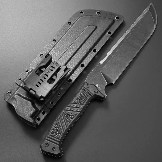 Alt view image 3 of 7 - GTK32 Fixed Blade Knife DC53 Steel Blade Full Tang Nylon Fiberglass Handle Heavy Duty Knifes for Field Hunting Camping Bushcraft(Black)