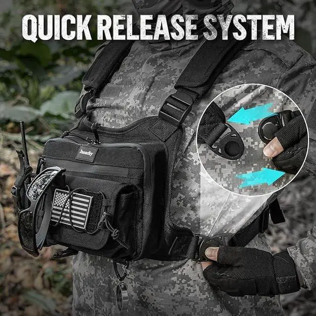 Alt view image 3 of 7 - Chest Bag For Men: Tactical Chest Vest Fits Most Pistols Chest Rig EDC Pouch Pack for Running,Hiking,Travel
