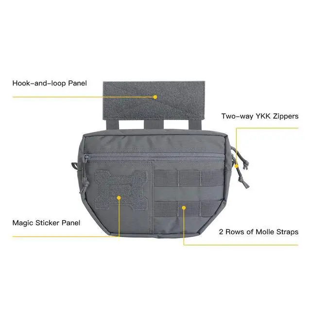Alt view image 3 of 7 - Tactical Drop Dump Pouch Molle Tool Pouch with Hook & Loop Carrying Kit Bag for Tactical Vest Chest Rig