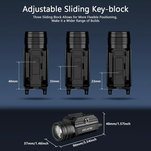 Alt view image 4 of 7 - 1200 Lumen Pistol Light Laser Combo Green Beam Tactical Flashlight, Pistol Flashlight Adjustable Slide Locating Keys for Picatinny