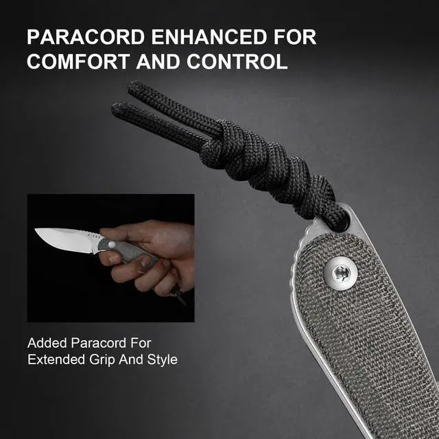 Alt view image 3 of 7 - Buddy Fixed Blade Knife, 3" 14C28N Steel Camping Knife with Black Micarta Handle, Compact EDC Fixed Blade Knives with Sheath for Hiking & Camping 1081A8