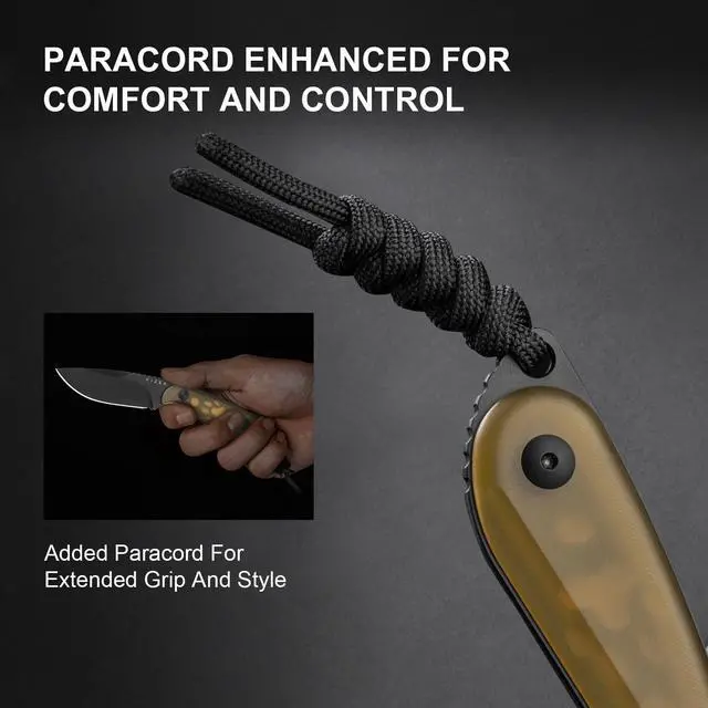 Alt view image 3 of 7 - Buddy Fixed Blade Knife, 3" Nitro-V Steel Camping Knife with Yellow PEI Handle, Compact EDC Fixed Blade Knives with Sheath for Hiking & Camping 1081A1