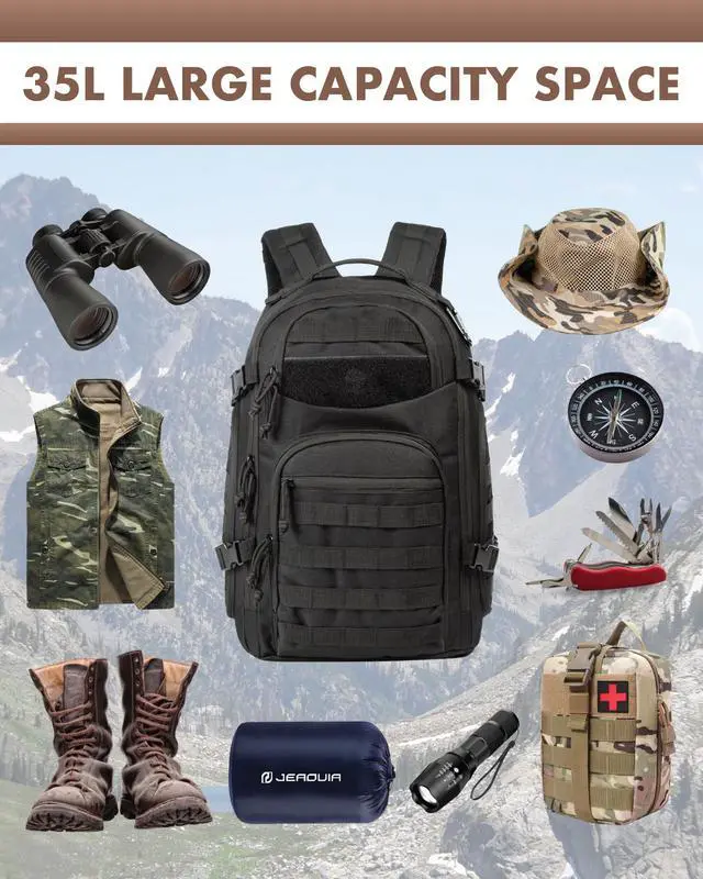 Alt view image 6 of 7 - Tactical Laptop Backpack Military Backpack for Men Black Tactical Bag Backpack