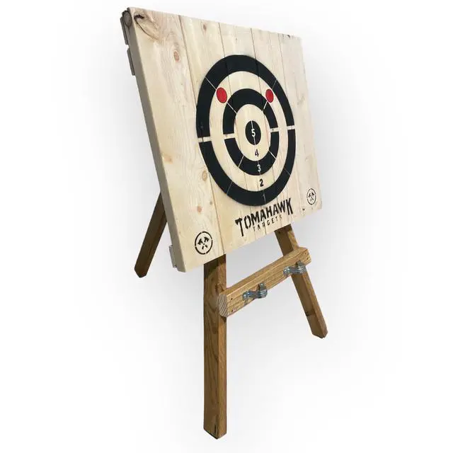 Alt view image 4 of 5 - Tomahawk Targets - Large 4 Ring Wooden Axe and Knife Throwing Tripod Target Board and Stand, 4ft Tall (Axes not Included)