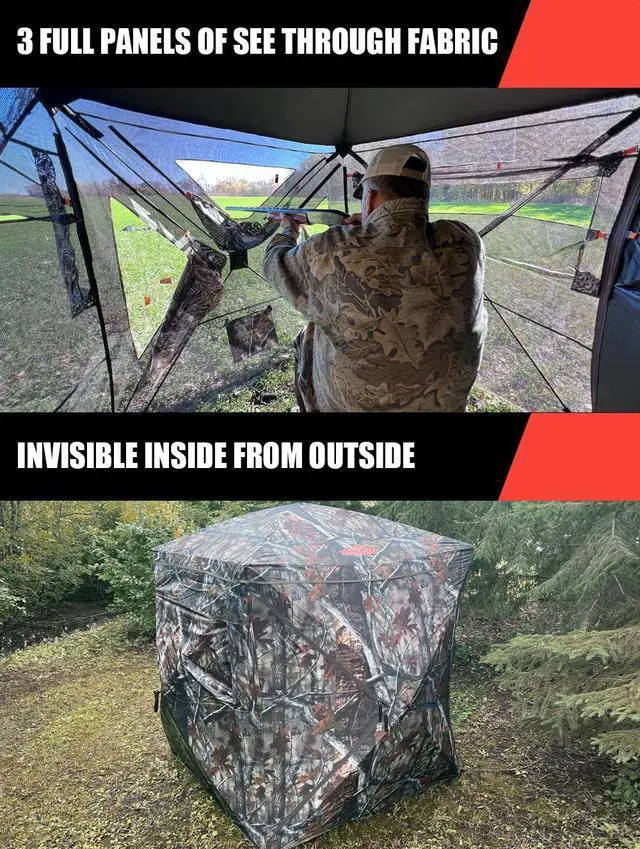 Alt view image 4 of 7 - SPUR Collector 3 Person Hunting Blind, Portable Ground Blind with Silent Windows, Portable Durable Hunting Tent for Deer & Turkey Hunting