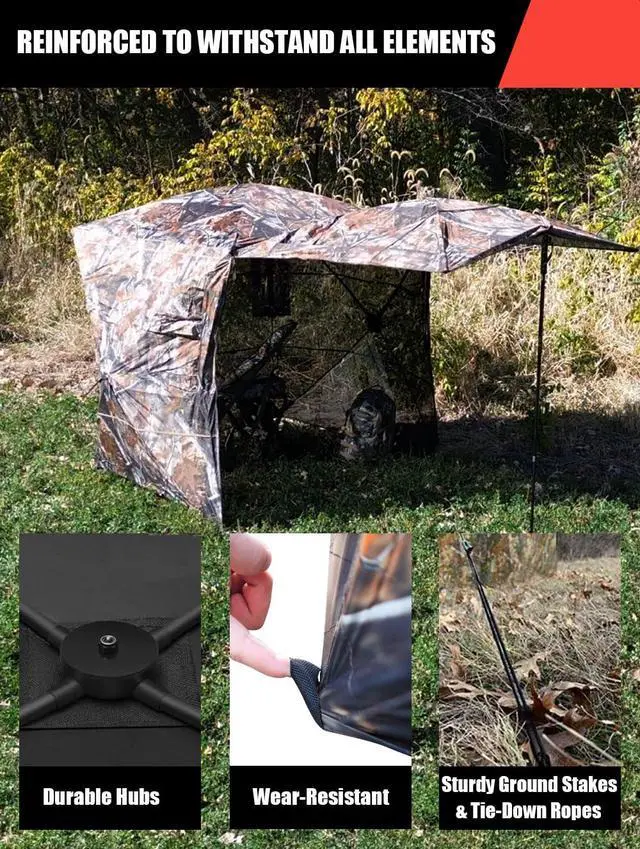 Alt view image 6 of 7 - SPUR Collector 3 Person Hunting Blind, Portable Ground Blind with Silent Windows, Portable Durable Hunting Tent for Deer & Turkey Hunting