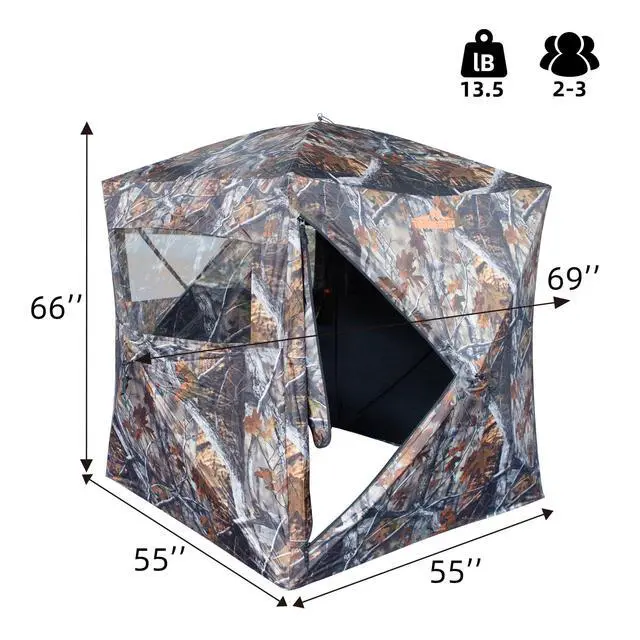 Alt view image 2 of 7 - SPUR Collector 3 Person Hunting Blind, Portable Ground Blind with Silent Windows, Portable Durable Hunting Tent for Deer & Turkey Hunting