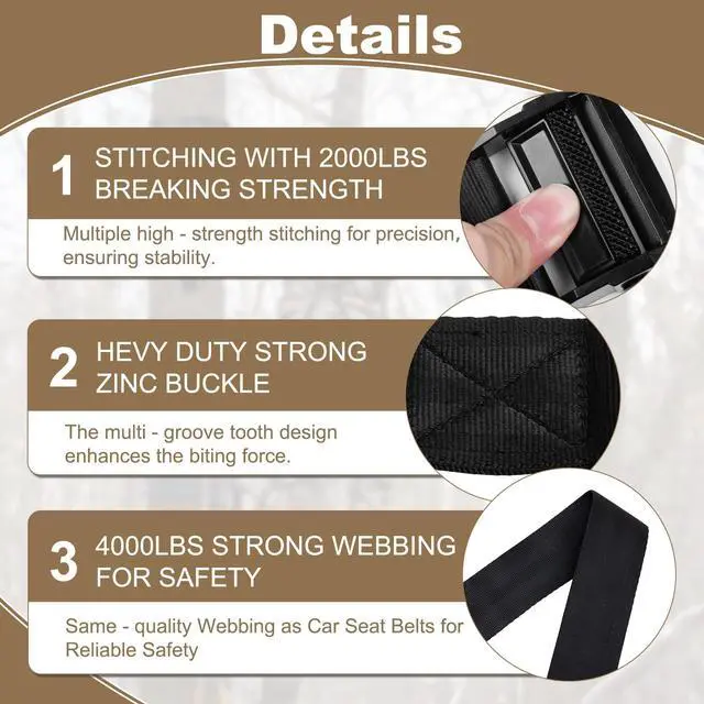 Alt view image 3 of 7 - Tree Strap Hunting, Hunting Safety Harness Tree Strap, Tree Stand Safety Strap, Make Hunting Safer and Easier