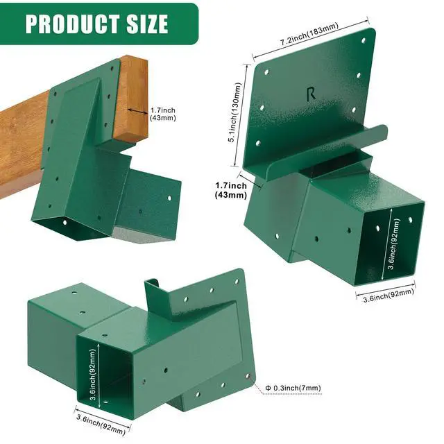 Alt view image 3 of 7 - Deer Stand Brackets 4-Pack, Outdoor 4x4 Compound Angle Brackets, Elevator Bracket, Multi-Use Platform Bracket for Deer Stand, Hunting Blinds, Shooting Shack, Observation Decks, Tree Houses
