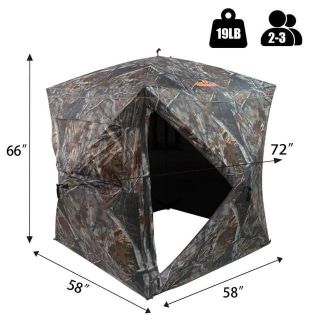 Alt view image 2 of 7 - SPUR Collector 3 Person Hunting Blind, Portable Ground Blind with Silent Windows, Portable Durable Hunting Tent for Deer & Turkey Hunting