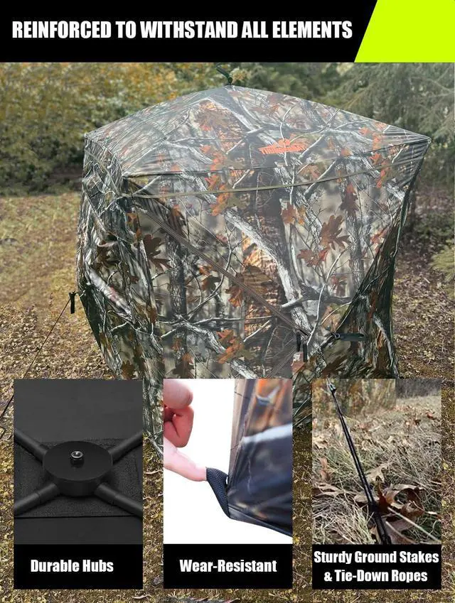 Alt view image 5 of 7 - SPUR Collector 3 Person Hunting Blind, Portable Ground Blind with Silent Windows, Portable Durable Hunting Tent for Deer & Turkey Hunting