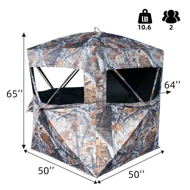 Alt view image 2 of 7 - SPUR Collector 3 Person Hunting Blind, Portable Ground Blind with Silent Windows, Portable Durable Hunting Tent for Deer & Turkey Hunting