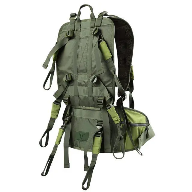 Alt view image 2 of 4 - Tree Stand Transport System, Comfortable Padded Tree Stand Backpack Carry Straps, Adjustable Tree Stand Carrier System, Universal Fits Most Tree Stands, Includes Necessary Hip & Waist Belt