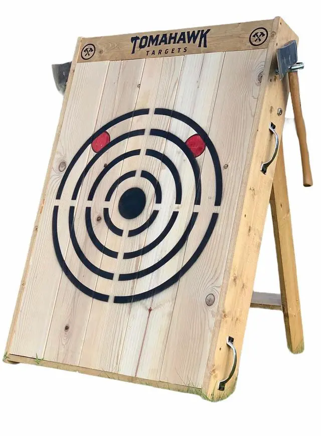 Main image of Crosshairs Wooden Foldable Axe and Knife Throwing Target Board