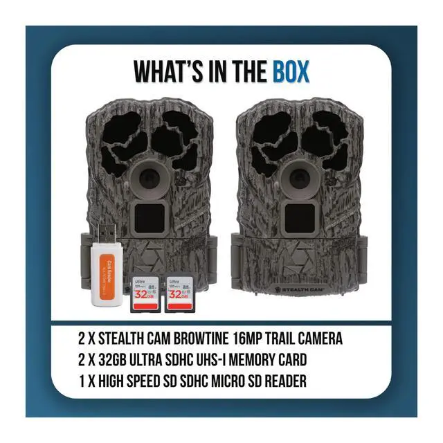 Alt view image 6 of 6 - Browtine 16MP Trail Camera with 2x32gb SD and Reader (5 Items) | 2×32gb SDHC UHS-I Cards and High-Speed Card Reader, 80 Ft Ir Range, Under 0.8 Second Trigger