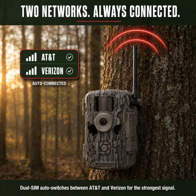 Alt view image 2 of 2 - Fusion MAX Cellular Trail Camera 2-Pack with 2 Lexar 32GB SD Cards | Dual SIM AT&T + Verizon | 36MP Photo, 720P HD Video, 0.35 Sec Trigger Speed