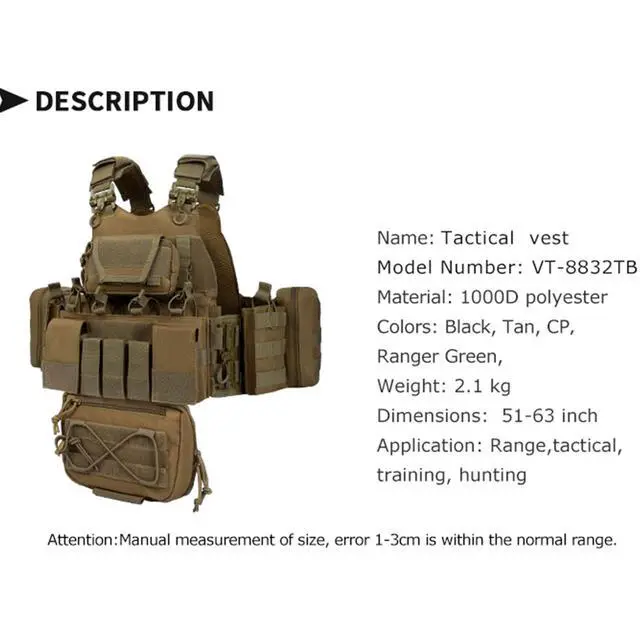Alt view image 3 of 5 - YAKEDA Outdoor Training Vest With PALS System MultiFunctional MOLLE Quick Release Vest- For Hiking, Camping Training