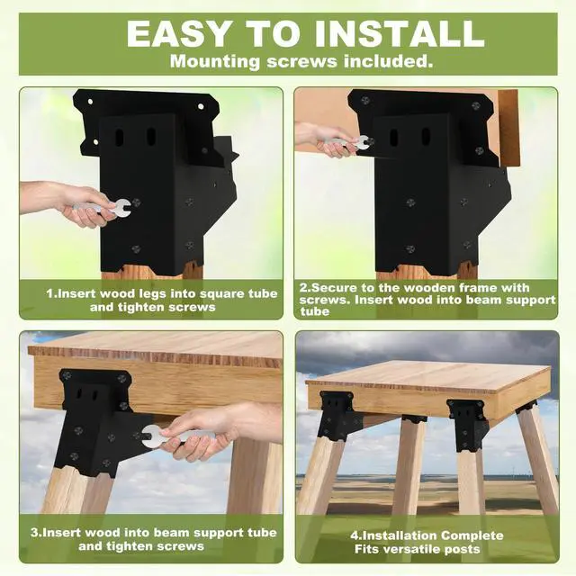 Alt view image 5 of 5 - Deer Stand Brackets 4x4 Deer Blind Bracket - 4Pcs Heavy Duty Elevator Brackets Beam Support Platform Bracket for Hunting Blinds, Tree Houses, Shooting Shack, Observation Decks, Tower Stands