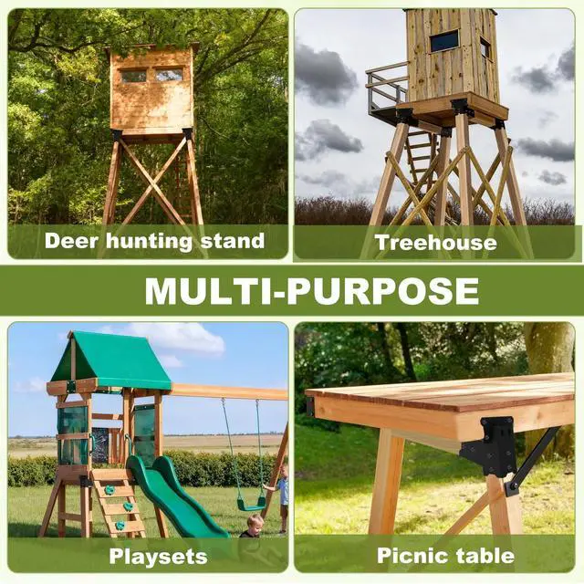 Alt view image 4 of 5 - Deer Stand Brackets 4x4 Deer Blind Bracket - 4Pcs Heavy Duty Elevator Brackets Beam Support Platform Bracket for Hunting Blinds, Tree Houses, Shooting Shack, Observation Decks, Tower Stands
