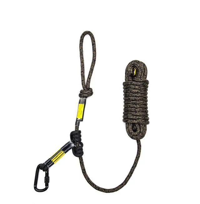 Alt view image 2 of 4 - Hunting Safety Linemans Rope 30ft with Prusik Knot and Single Carabiner for Hunter Climbing Tree Stand Hanging Ladder Stand or Bow Lifeline,Fall Protection When Hunting on Stands
