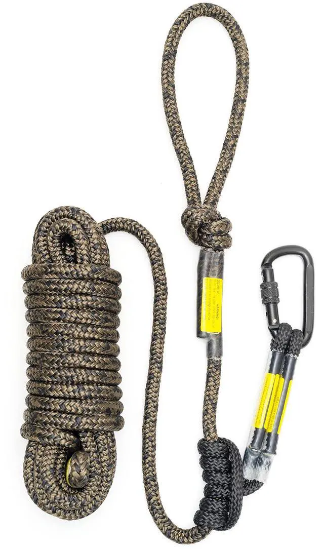 Main image of Hunting Safety Linemans Rope 30ft with Prusik Knot and Single Carabiner for Hunter Climbing Tree Stand Hanging Ladder Stand or Bow Lifeline,Fall Protection When Hunting on Stands
