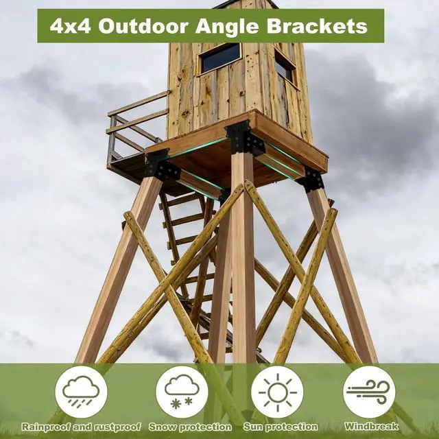 Main image of Deer Stand Brackets 4x4 Deer Blind Bracket - 4Pcs Heavy Duty Elevator Brackets Beam Support Platform Bracket for Hunting Blinds, Tree Houses, Shooting Shack, Observation Decks, Tower Stands