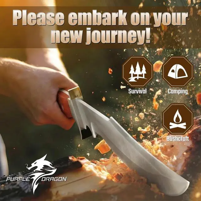 Alt view image 2 of 7 - Fixed Blade Knife with Sheath, 10.63" Survival Bowie Knife with Wood Handle, Heavy Duty D2 Steel Hunting Knives for Camping, Gift for Men Outdoors