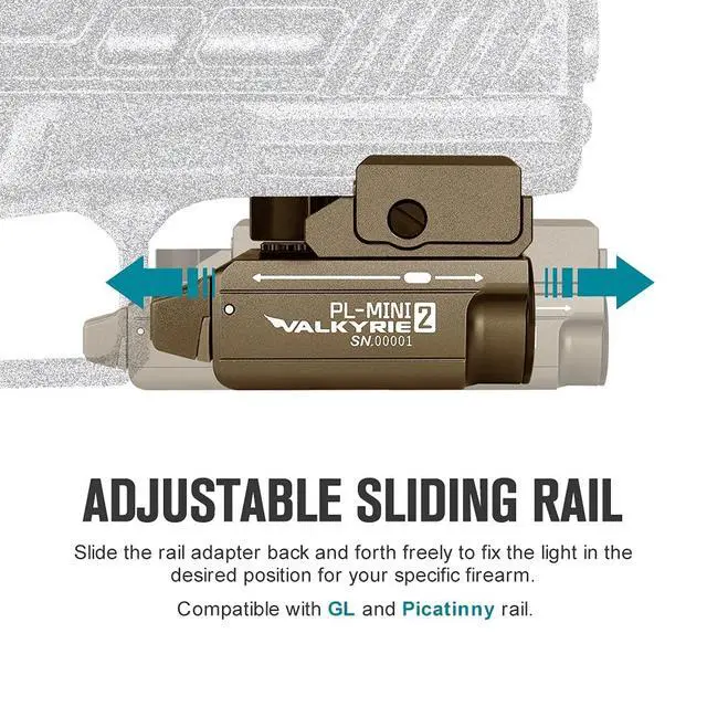 Alt view image 5 of 6 - PL-Mini 2 Compact Weaponlight for GL and 1913 Picatinny Rails | 600 Lumens Tactical Flashlight with Magnetic USB Rechargeable Built-in Battery and Adjustable Rail Mount