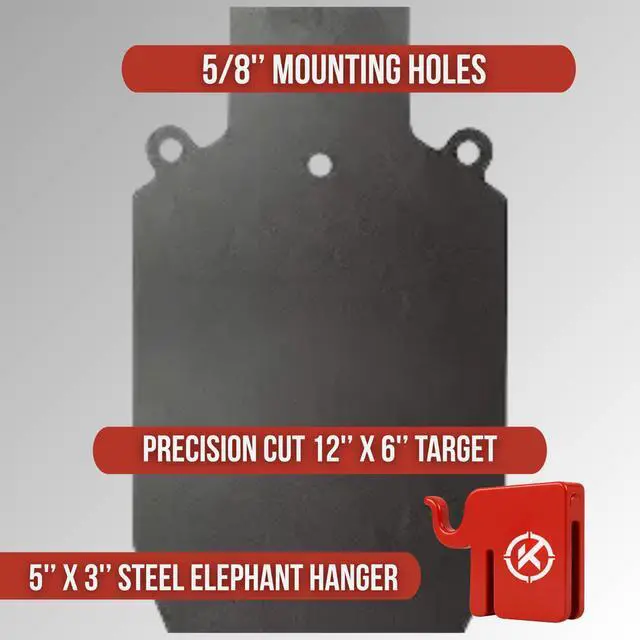 Alt view image 2 of 4 - Elephant T-Post Target Hanger with 3/8" AR500 Steel Targets for Shooting - Made in USA - Easy Assembly - Built to Fit on Standard T-Post - Hang Metal Plates, Gongs, Torsos