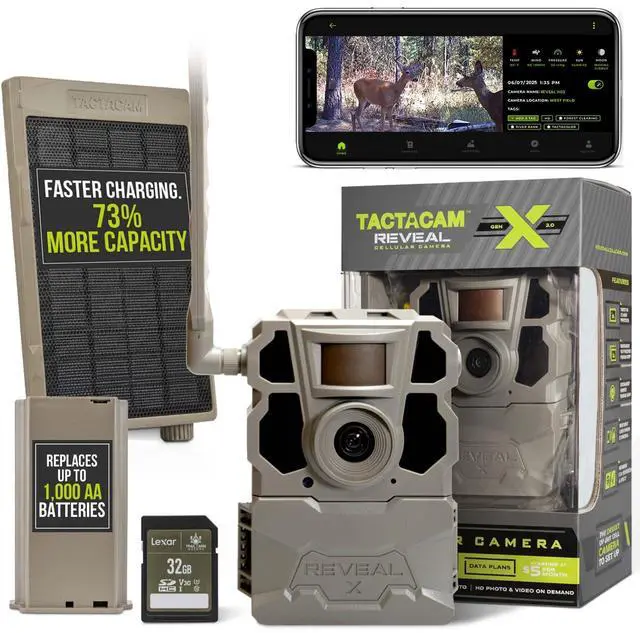 Main image of Reveal X Gen 2.0 LTE Cellular Trail Camera + Solar Panel + Lipo Lithium Battery Pack + 32GB SD Card