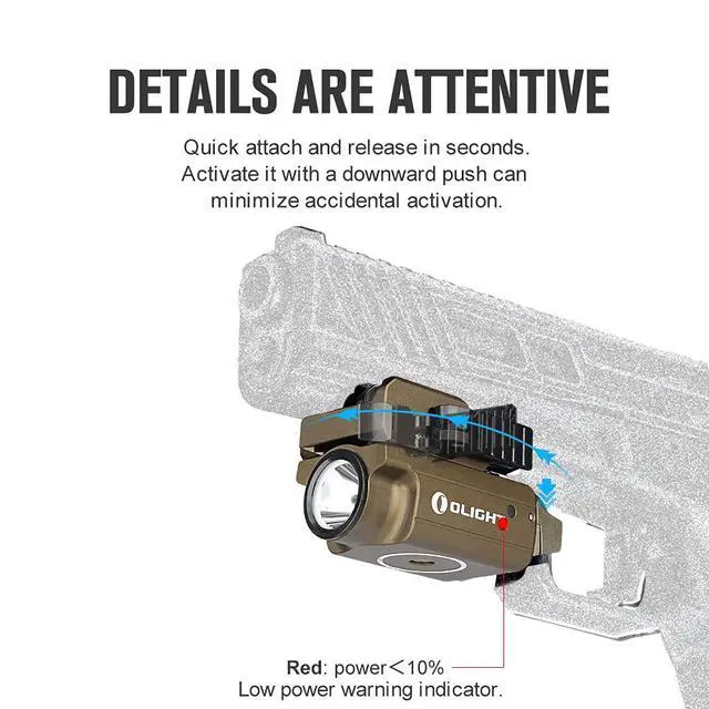Alt view image 6 of 6 - PL-Mini 2 Compact Weaponlight for GL and 1913 Picatinny Rails | 600 Lumens Tactical Flashlight with Magnetic USB Rechargeable Built-in Battery and Adjustable Rail Mount