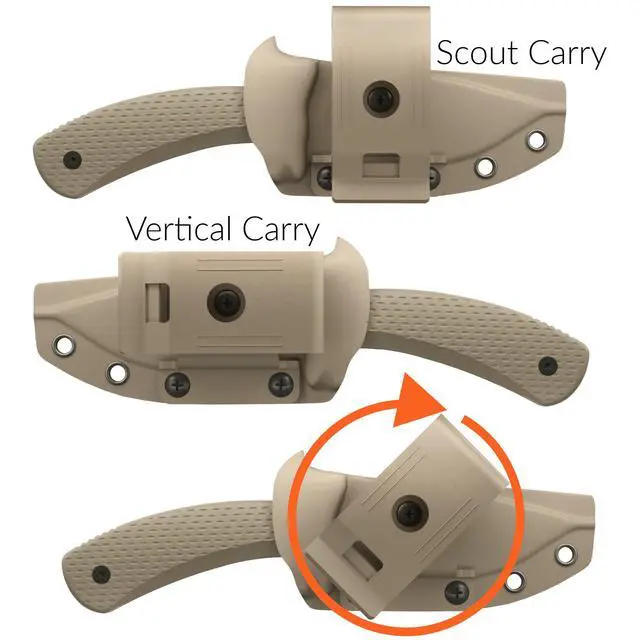 Alt view image 7 of 7 - SIDEKICK - Compact EDC Fixed Blade Knife, Scout and Vertical Carry, Sandvik 14C28N Steel, G10 Handle, Kydex Sheath, 360° Rotating Belt Clip, Camping, Fishing, Hunting, Boating (Coyote)