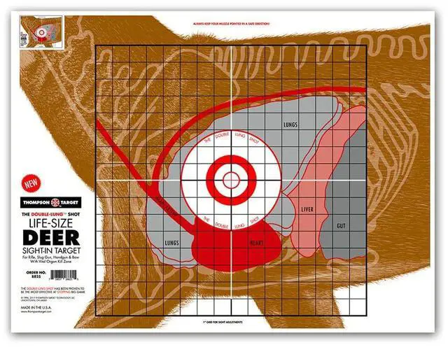 Main image of Life Size Deer Vital Organ Sight in Double Lung Shot - 19x25 Inch Paper Large Game Hunting & Shooting Targets