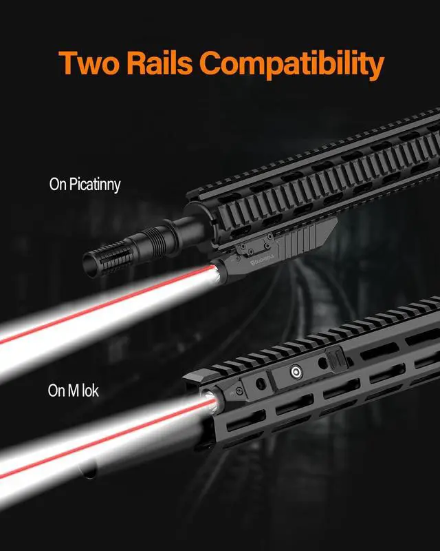 Alt view image 2 of 5 - Tactical Flashlight Red Laser Sight Combo | 1750 Lumen Picatinny Rail MLOK Mounted Rifle Flashlight (Red Laser)