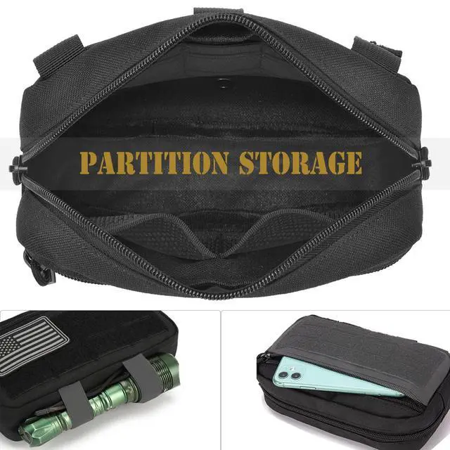Alt view image 5 of 5 - 2 Pack Tactical Molle Admin Pouch with US Flag Patch and Keychain - Utility Laser Cut Tactical EDC Tool Pouch Bag Horizontal Modular Pouches Utility Tool Pouch