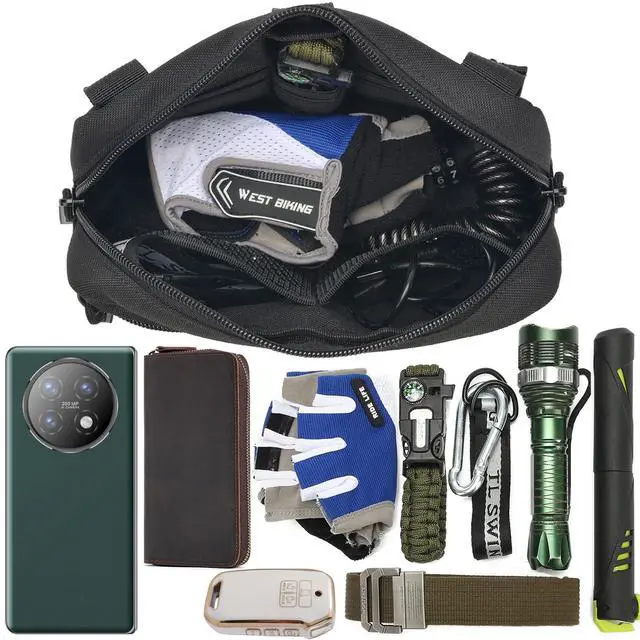 Alt view image 4 of 5 - 2 Pack Tactical Molle Admin Pouch with US Flag Patch and Keychain - Utility Laser Cut Tactical EDC Tool Pouch Bag Horizontal Modular Pouches Utility Tool Pouch
