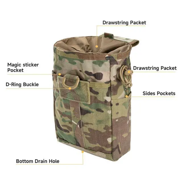Alt view image 3 of 7 - Molle Dump Pouch Drawstring Magazine Utility Pouch Folding Dump Pouch Waist Bag