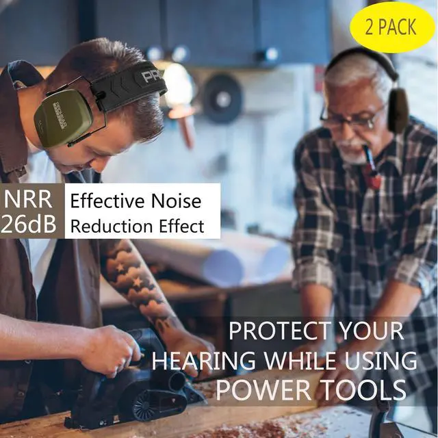 Alt view image 2 of 7 - 016 Shooting Ear Protection Earmuffs 2 Pack, NRR 26dB for Gun Range, Hunting -Green and Brown