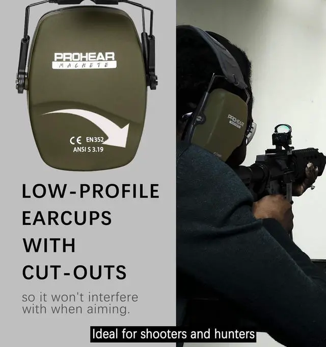 Alt view image 3 of 7 - 016 Shooting Ear Protection Earmuffs 2 Pack, NRR 26dB for Gun Range, Hunting -Green and Brown
