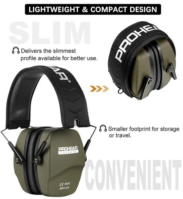 Alt view image 5 of 7 - 016 Shooting Ear Protection Earmuffs 2 Pack, NRR 26dB for Gun Range, Hunting -Green and Brown