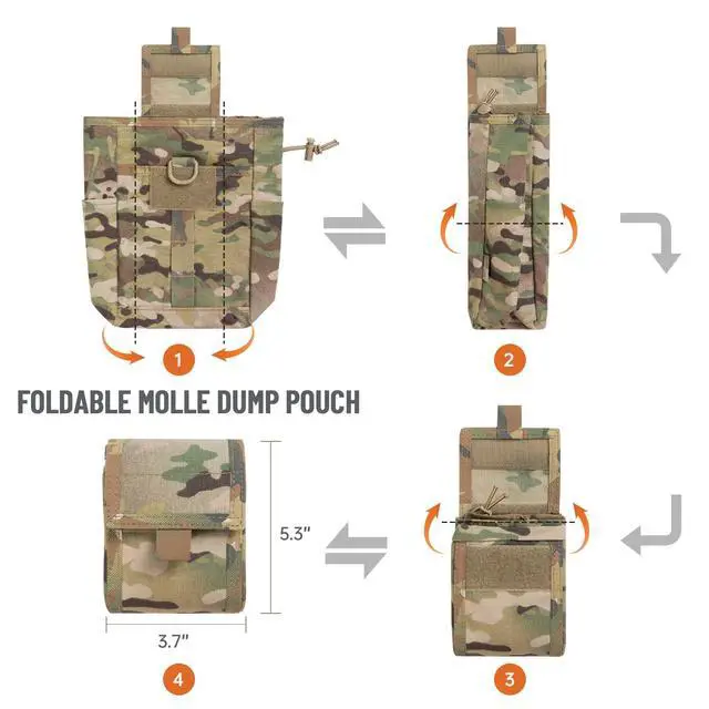 Alt view image 6 of 7 - Molle Dump Pouch Drawstring Magazine Utility Pouch Folding Dump Pouch Waist Bag