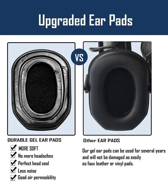 Alt view image 2 of 4 - GEP03 2-Pack Gel Ear Pads for Walkers Razor Earmuffs, Soft Replacement Ear Cups with Sealed Bottom for Noise Isolation