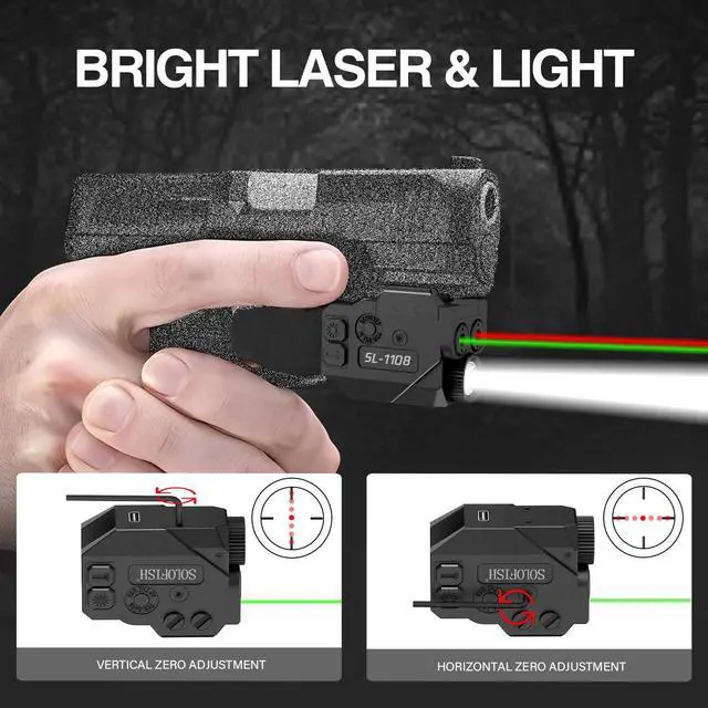 Alt view image 4 of 5 - 500lm Pistol Light and Purple/Green Blue Beam Combo | Rechargeable Aluminum Weapon Light and Beams for Guns with a Rail