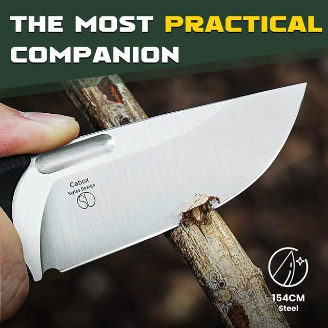 Alt view image 2 of 7 - Cabox Fixed Blade Knife 3.36" 154CM Steel Fixed Blade Hunting Knife G10 Handle with Sheath for Survival Camping 1048C1