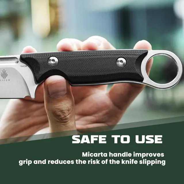 Alt view image 3 of 7 - Cabox Fixed Blade Knife 3.36" 154CM Steel Fixed Blade Hunting Knife G10 Handle with Sheath for Survival Camping 1048C1
