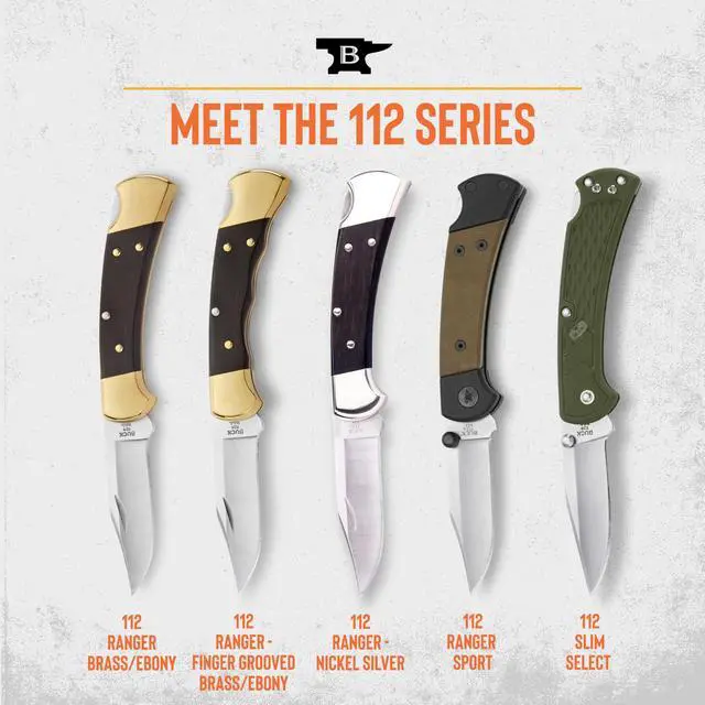 Alt view image 7 of 7 - 112 Ranger Hunting Knife, 3" Blade, Lockback Design, Ebony Handle, Brass Bolsters, 420HC Stainless Steel Clip Point Blade, Sheath Included, Folding Knife Made in the USA, 5.6 oz